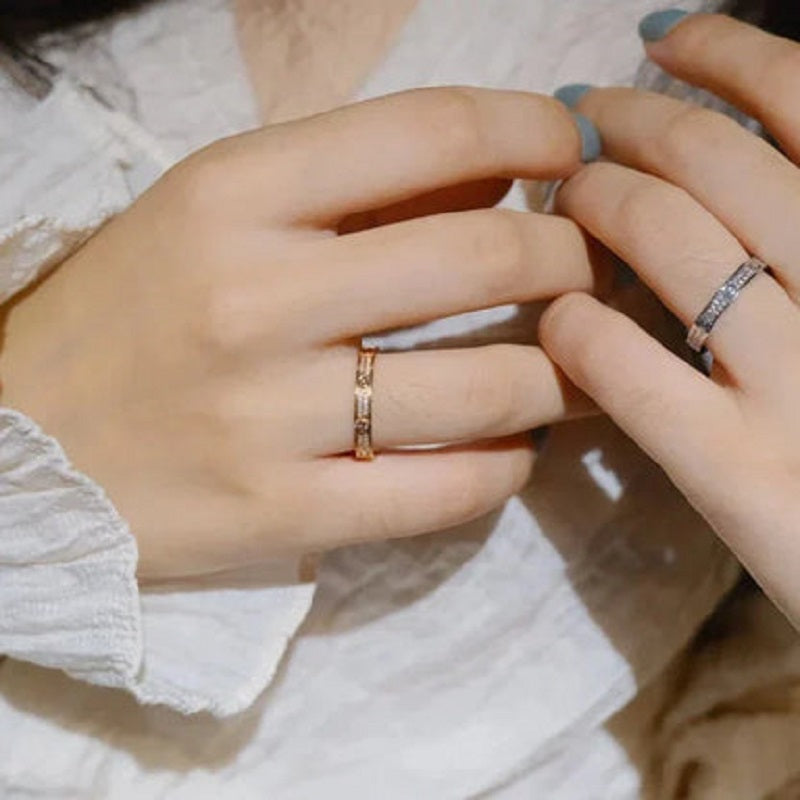 Love Ring 2.65MM Diamond Paved, 18K Gold Plated Love Ring with Moissanite Stone