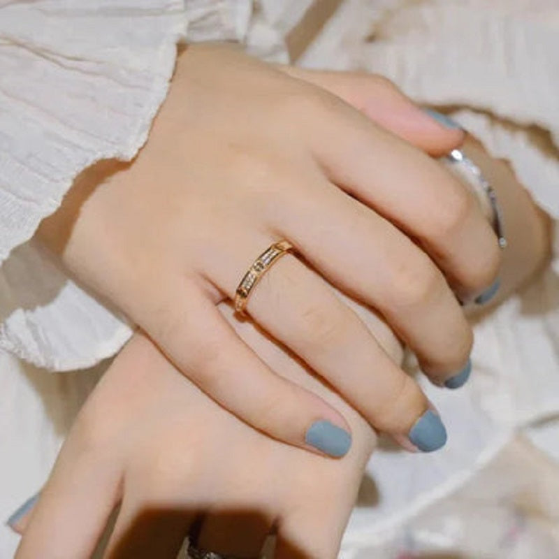 Love Ring 2.65MM Diamond Paved, 18K Gold Plated Love Ring with Moissanite Stone