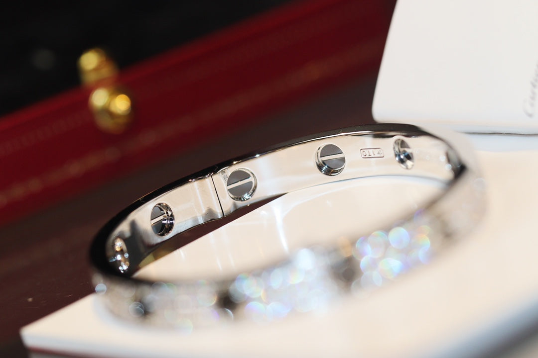 Love Bracelet Diamond-Paved Ceramic, 6.1MM Sterling Silver Bracelet for Women