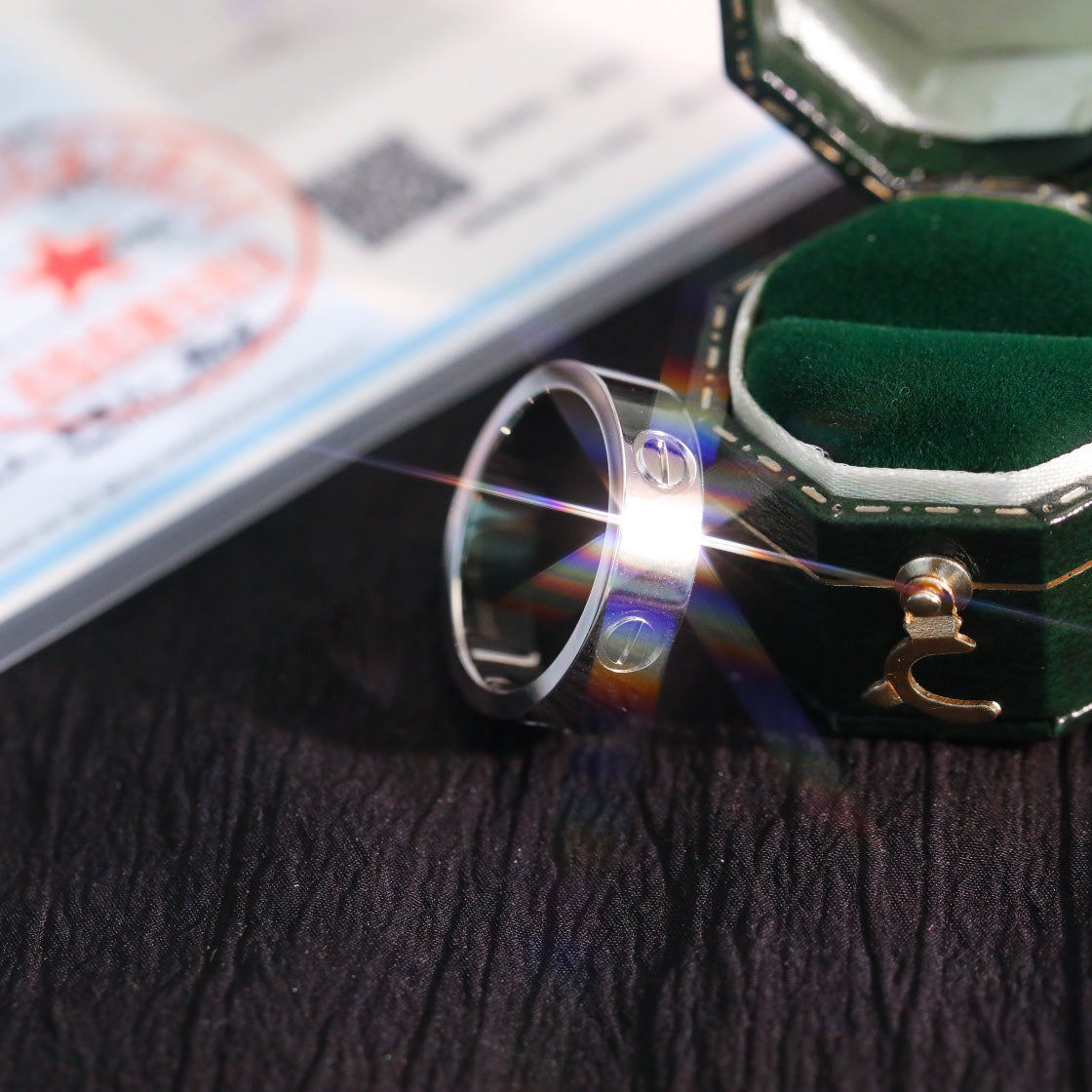 Sterling Silver Love Ring, 18K Gold Plated Love Ring 5.5Mm No Diamond with Box