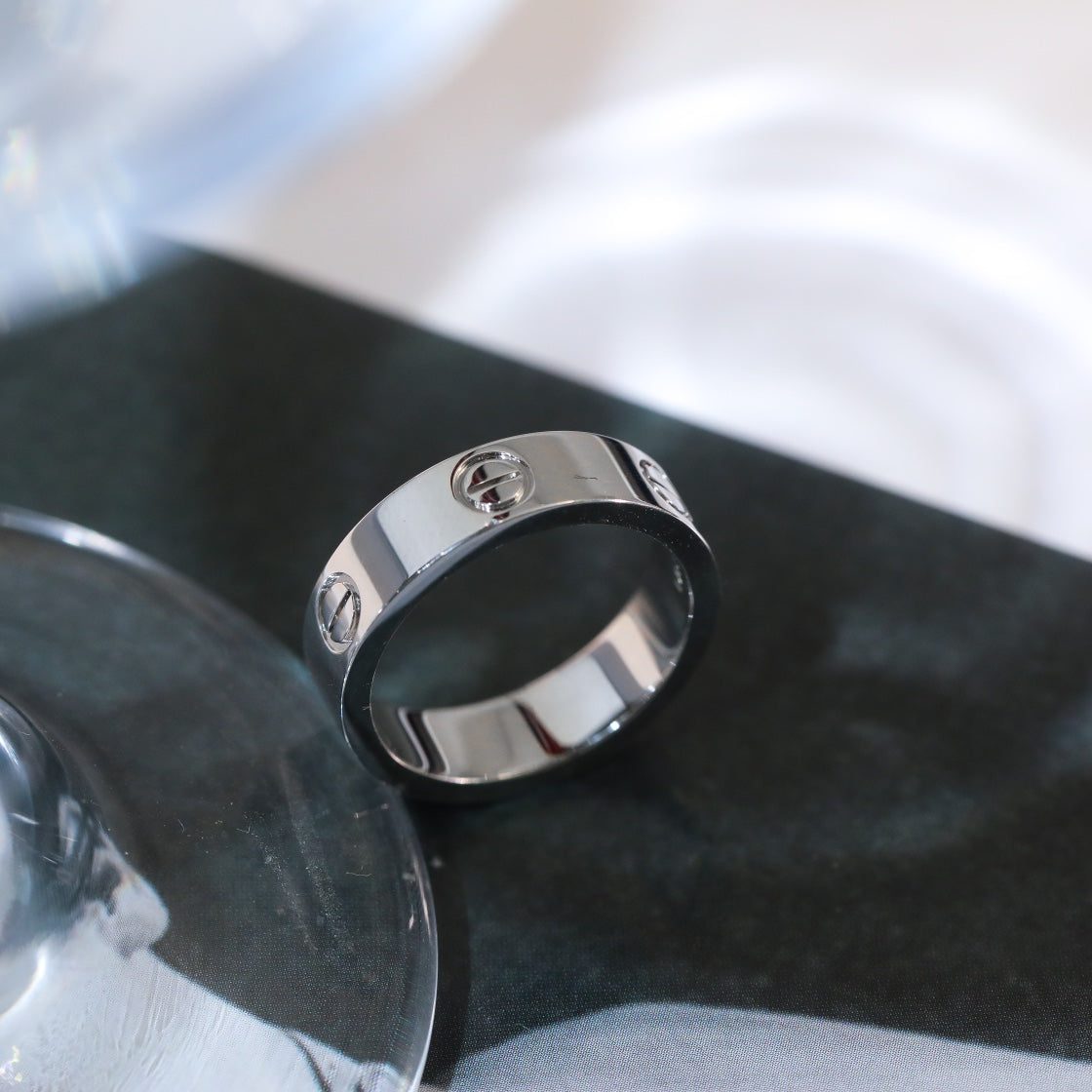 Sterling Silver Love Ring, 18K Gold Plated Love Ring 5.5Mm No Diamond with Box