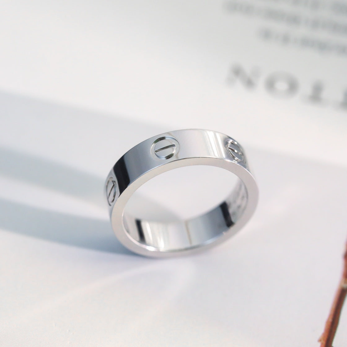 Sterling Silver Love Ring, 18K Gold Plated Love Ring 5.5Mm No Diamond with Box