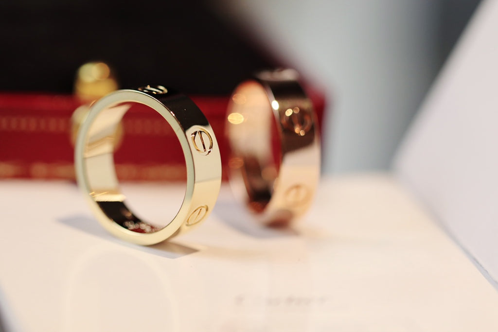 Sterling Silver Love Ring, 18K Gold Plated Love Ring 5.5Mm No Diamond with Box