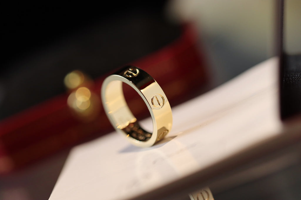 Sterling Silver Love Ring, 18K Gold Plated Love Ring 5.5Mm No Diamond with Box