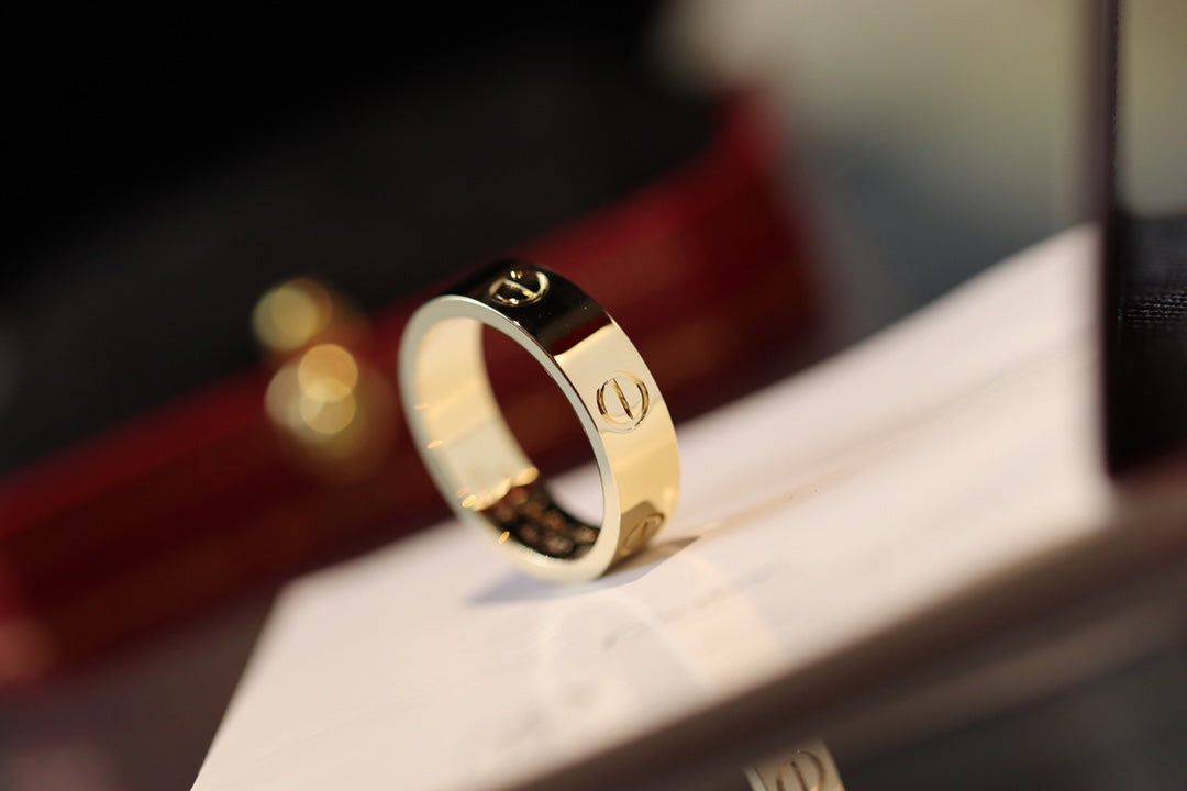 Sterling Silver Love Ring, 18K Gold Plated Love Ring 5.5Mm No Diamond with Box