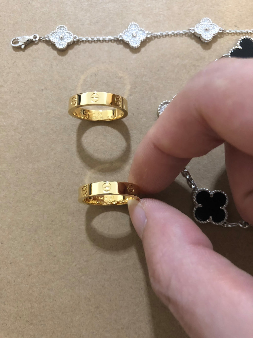 Sterling Silver Love Ring, 18K Gold Plated Love Ring 5.5Mm No Diamond with Box