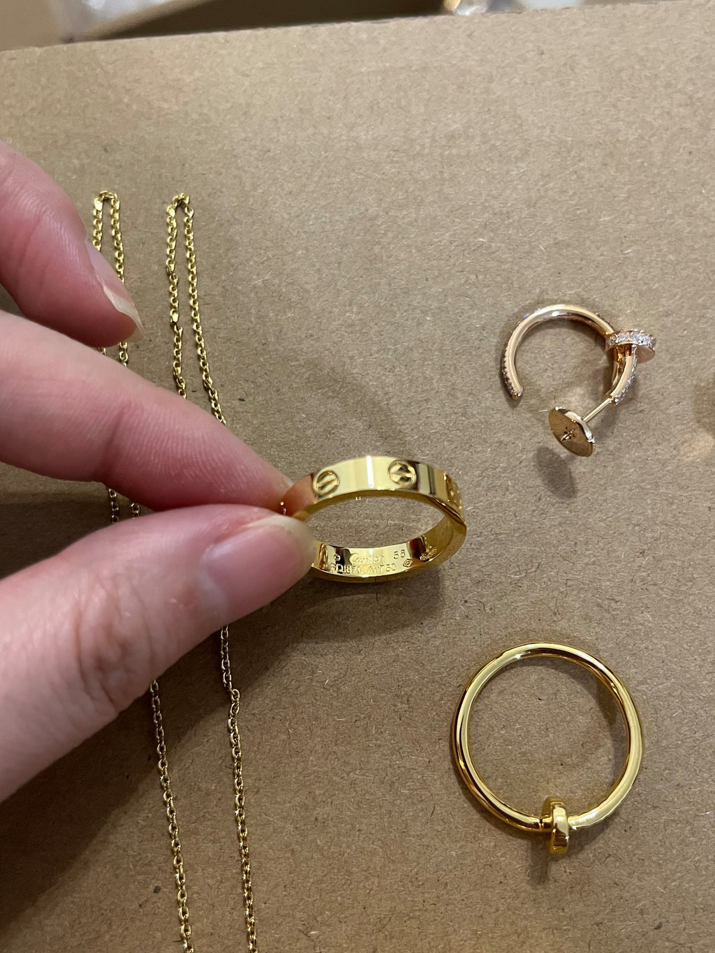 Sterling Silver Love Ring, 18K Gold Plated Love Ring 5.5Mm No Diamond with Box