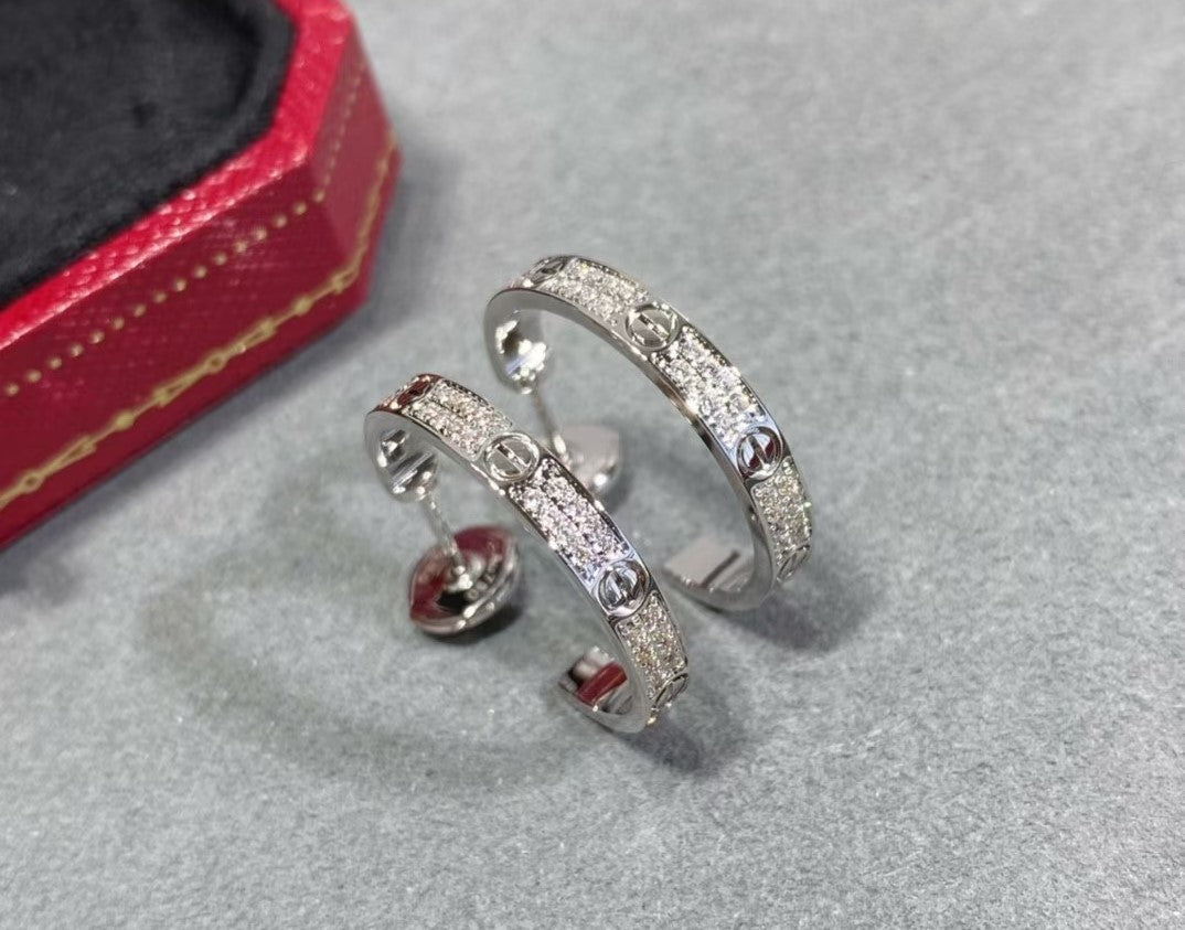 Love Earrings for Women 18k Gold-Plated with Diamonds, Small Version Love Earrings With Gift Box and Accessories