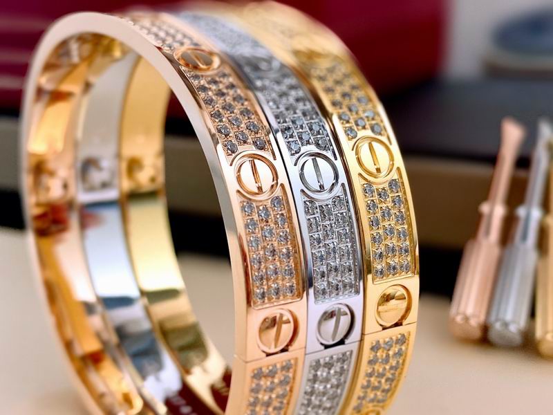 Love Bracelet Full Diamonds, 18K Gold Plated Love Bracelet 6.1MM, Gift For Her