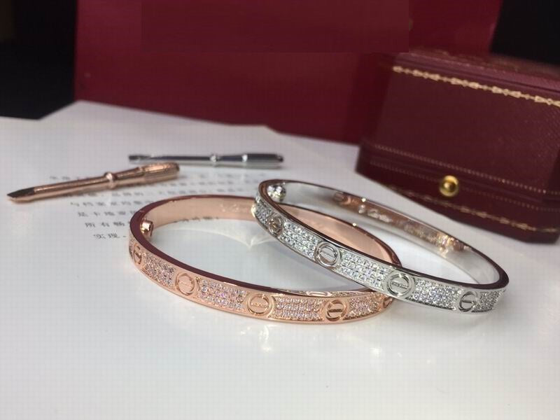 Love Bracelet Full Diamonds, 18K Gold Plated Love Bracelet 6.1MM, Gift For Her