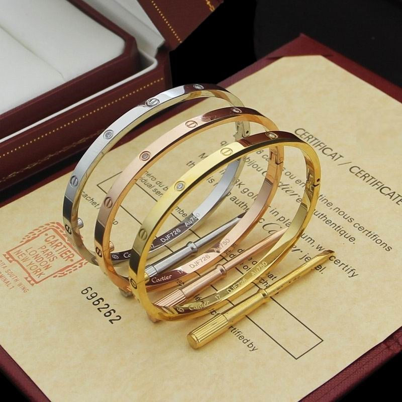 LOVE Bracelet 3.65 MM with 10 Diamonds, 18K Gold Plated Bracelet With Original Box