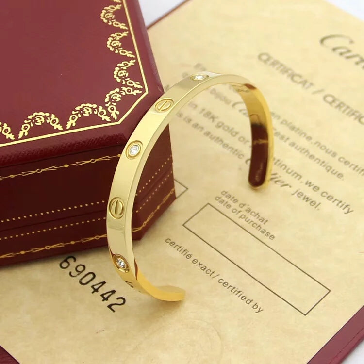 Sterling Silver Love Bracelet Open Cuff Diamonds - Elegant 925 Silver Bracelet Jewelry Gift