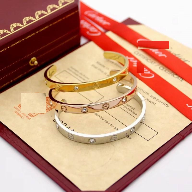 Sterling Silver Love Bracelet Open Cuff Diamonds - Elegant 925 Silver Bracelet Jewelry Gift