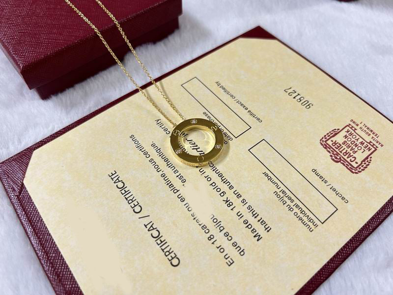 LOVE Necklace 16MM with 3 Diamonds, 18K Gold Plated Pendant, Set With Original Box