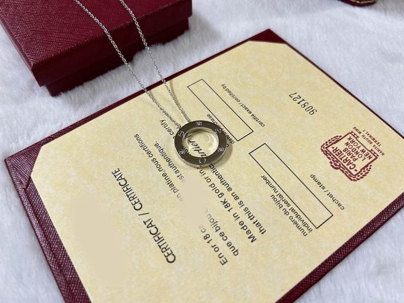 LOVE Necklace 16MM with 3 Diamonds, 18K Gold Plated Pendant, Set With Original Box