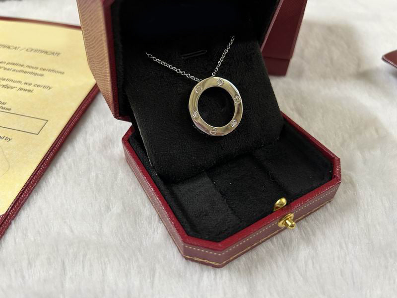 LOVE Necklace 16MM with 3 Diamonds, 18K Gold Plated Pendant, Set With Original Box