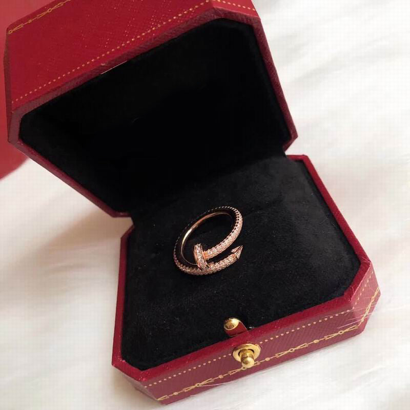 JUSTE RING 2.65MM Rose Gold Full Diamonds, 18K Gold Plated Ring with Gift Box