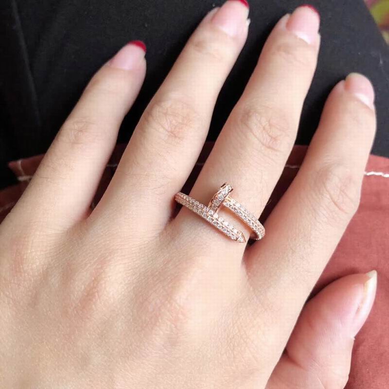 JUSTE RING 2.65MM Rose Gold Full Diamonds, 18K Gold Plated Ring with Gift Box