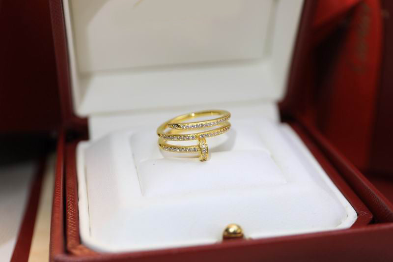 JUSTE RING 1.8MM GOLD PLATED DOUBLE ROW FULL DIAMONDS