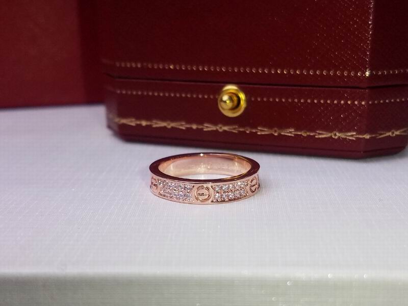 Love Ring 4Mm Diamond Paved, 18K Gold Plated Love Ring with Moissanite Stone