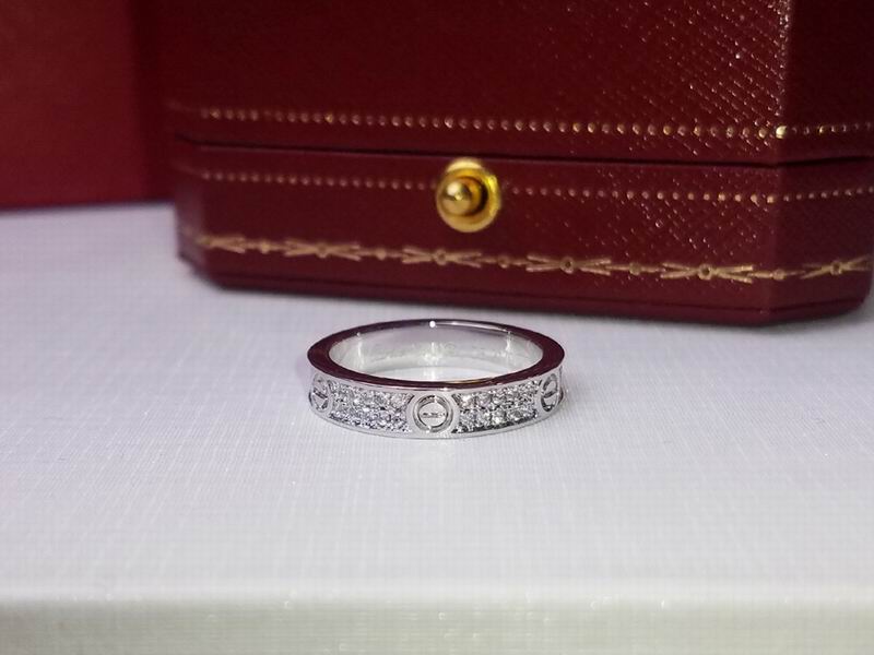 Love Ring 4Mm Diamond Paved, 18K Gold Plated Love Ring with Moissanite Stone