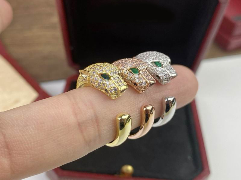 PANTHERE RING DIAMOND SMALL MODEL, HALF-PAVED