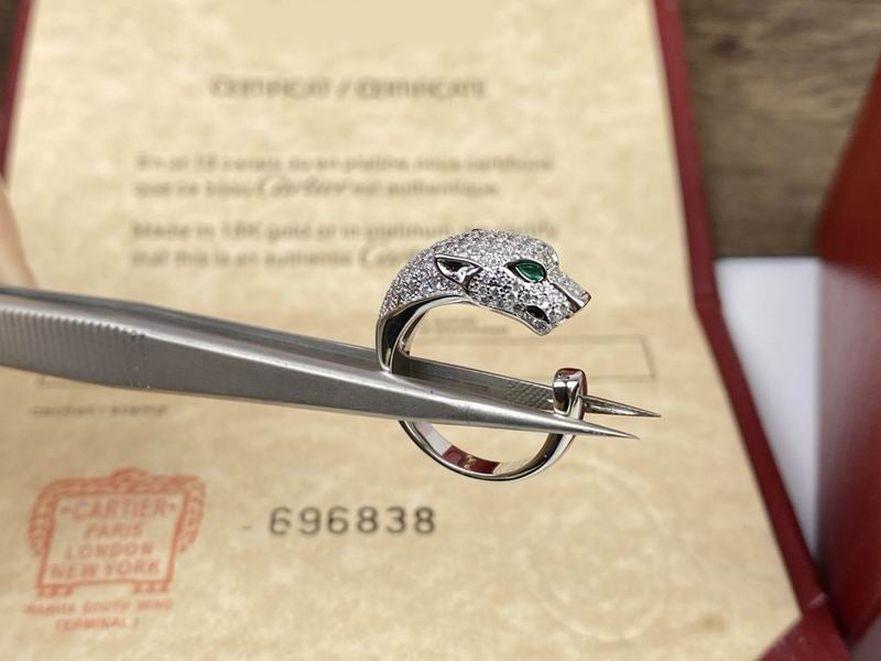 PANTHERE RING DIAMOND SMALL MODEL, HALF-PAVED