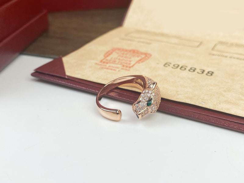 PANTHERE RING DIAMOND SMALL MODEL, HALF-PAVED