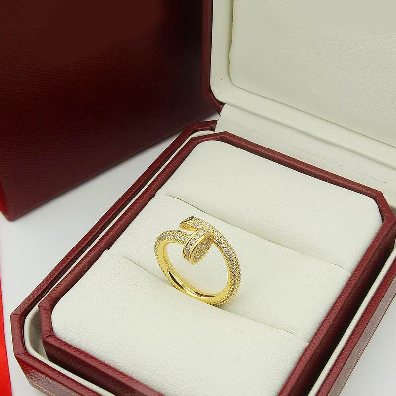JUSTE RING 2.65MM Full Diamonds, 18K Gold Plated Ring with Gift Box