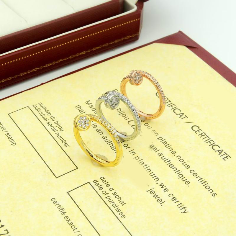 JUSTE RING 1.8 MM Full DIAMONDS, 18K Gold Plated Ring with Gift Box