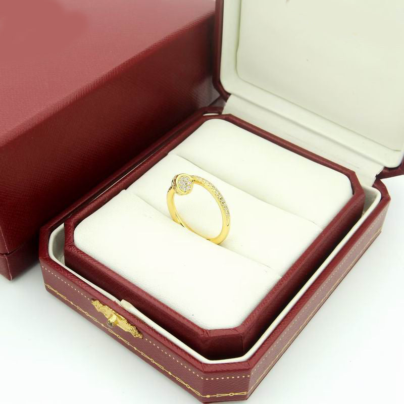 JUSTE RING 1.8 MM Full DIAMONDS, 18K Gold Plated Ring with Gift Box