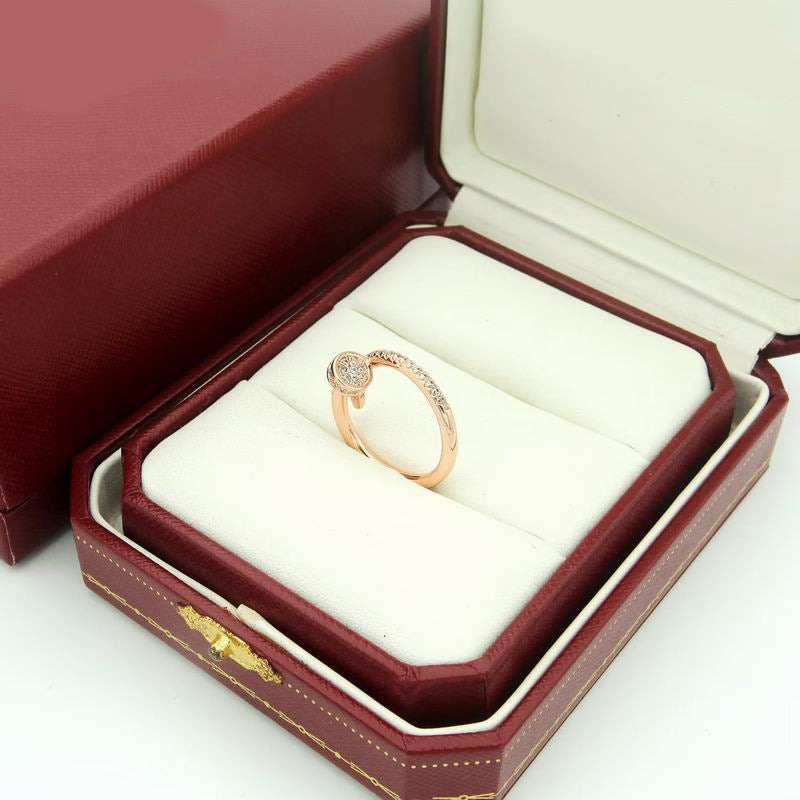 JUSTE RING 1.8 MM Full DIAMONDS, 18K Gold Plated Ring with Gift Box
