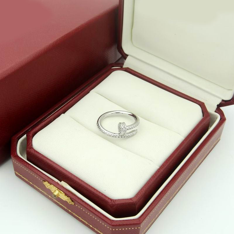 JUSTE RING 1.8 MM Full DIAMONDS, 18K Gold Plated Ring with Gift Box