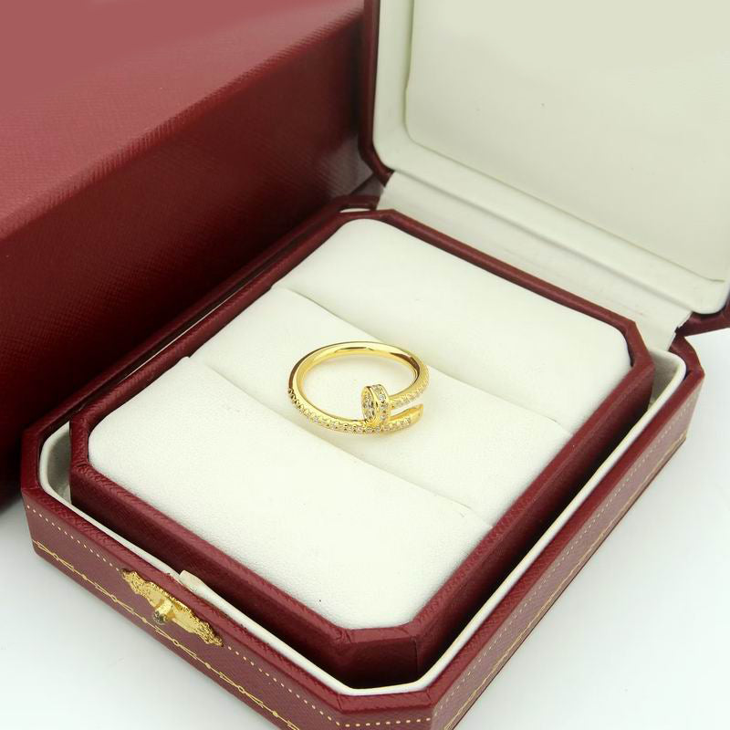 JUSTE RING 1.8 MM Full DIAMONDS, 18K Gold Plated Ring with Gift Box