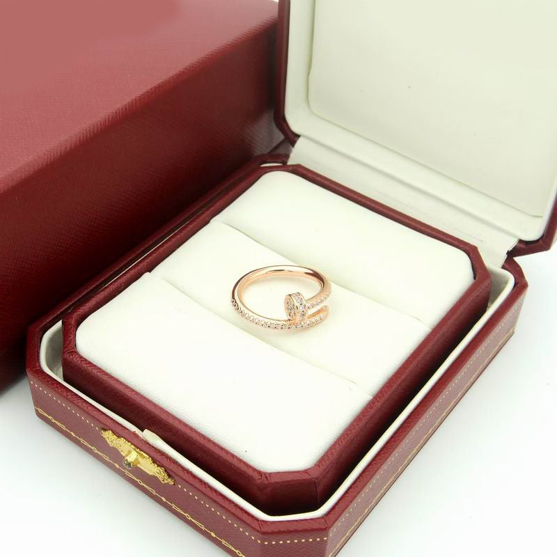 JUSTE RING 1.8 MM Full DIAMONDS, 18K Gold Plated Ring with Gift Box
