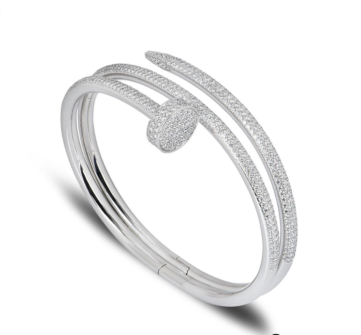 JUSTE BRACELET 3.5MM DOUBLE ROWS Full DIAMONDS, Sterling Silver Bracelet for Women