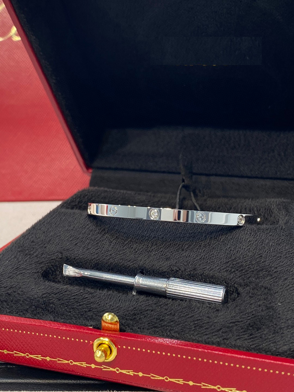 LOVE Bracelet 3.65MM with 4 Diamonds, 18K Gold Plated Bracelet With Original Box