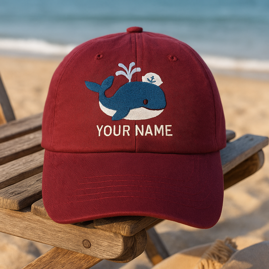 Personalized Whale Embroidered Hat