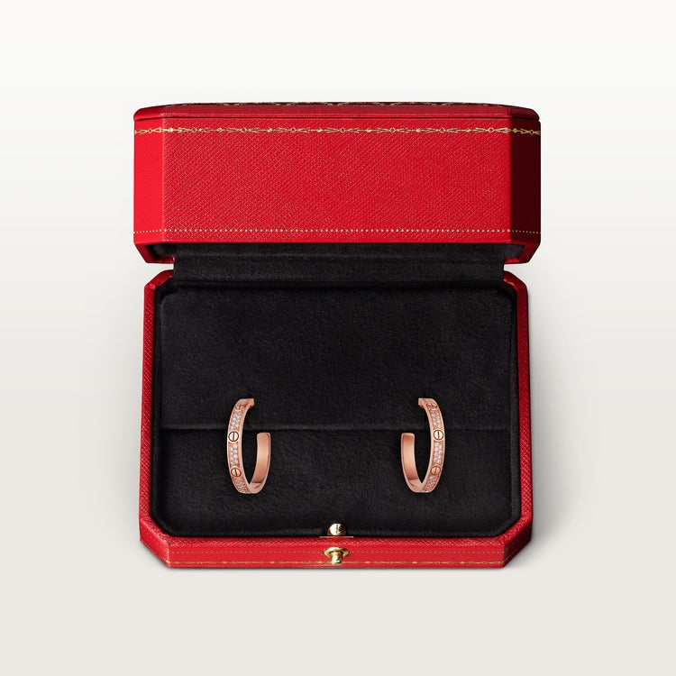 Love Earrings for Women 18k Gold-Plated with Diamonds, Small Version Love Earrings With Gift Box and Accessories