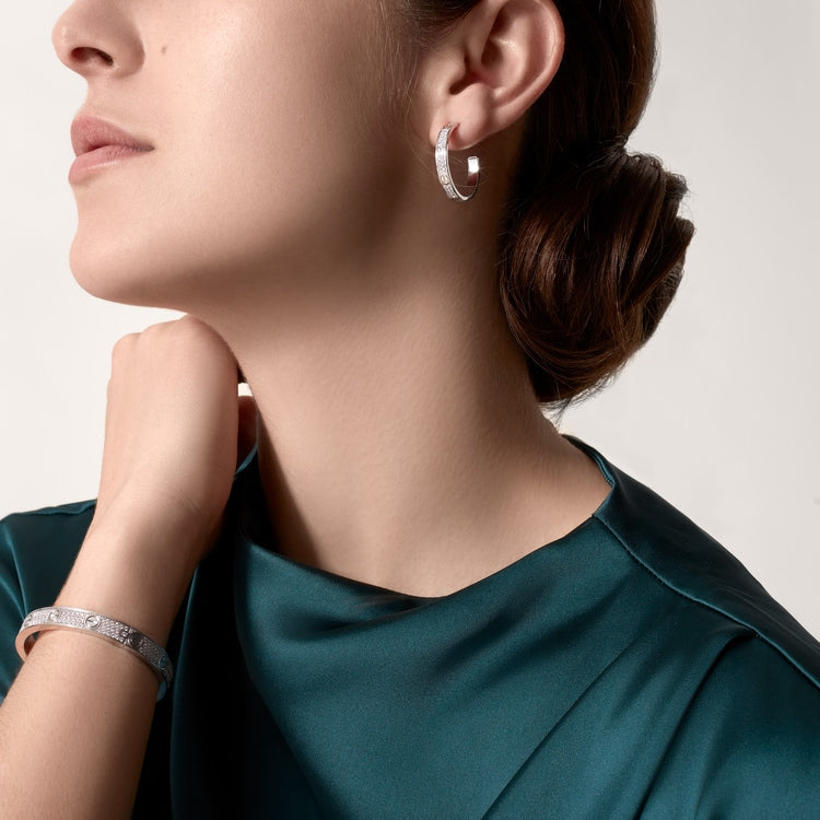 Love Earrings for Women 18k Gold-Plated with Diamonds, Small Version Love Earrings With Gift Box and Accessories