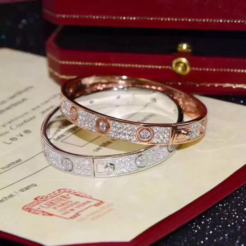 Love Bracelet Diamonds with 10 Big Diamonds, 18K Gold Plated Love Bracelet 6.1MM