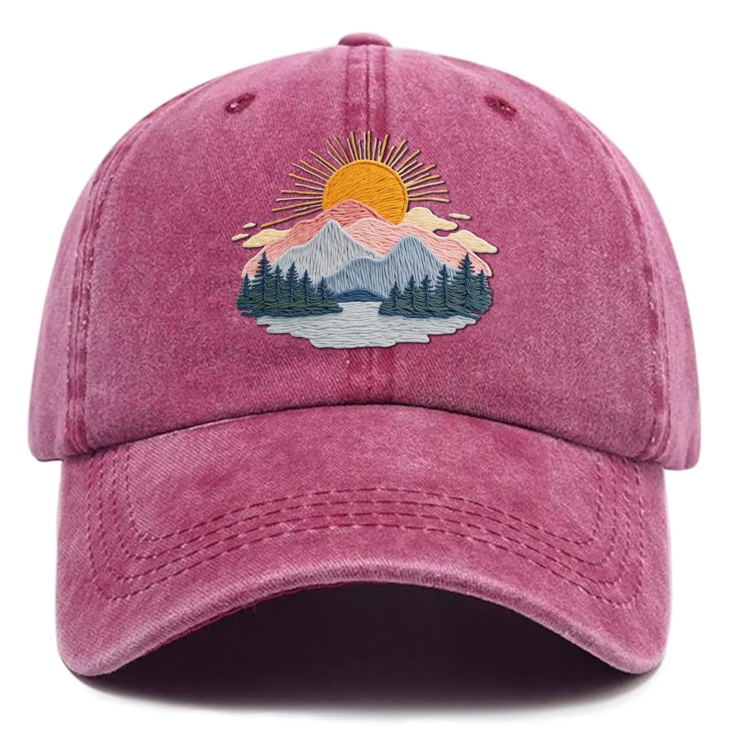 Mountain Sunrise Embroidered Hat | mountain sunrise Baseball Hat | sunrise Embroidered Gift | Vintage Embroidered mountain | Embroidered