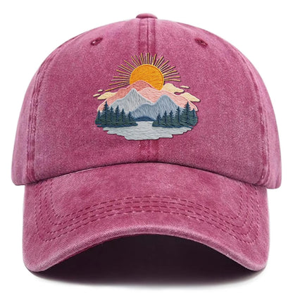 Mountain Sunrise Embroidered Hat | mountain sunrise Baseball Hat | sunrise Embroidered Gift | Vintage Embroidered mountain | Embroidered