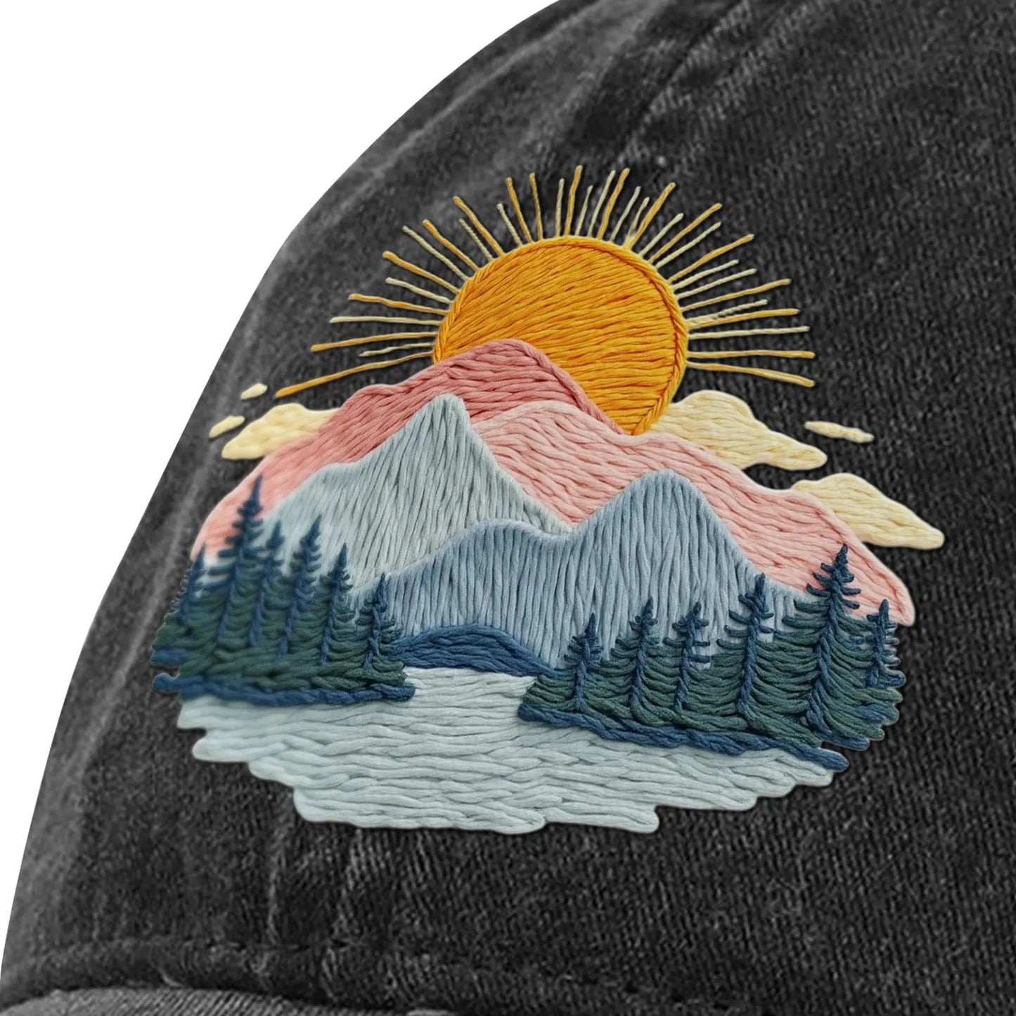 Mountain Sunrise Embroidered Hat | mountain sunrise Baseball Hat | sunrise Embroidered Gift | Vintage Embroidered mountain | Embroidered