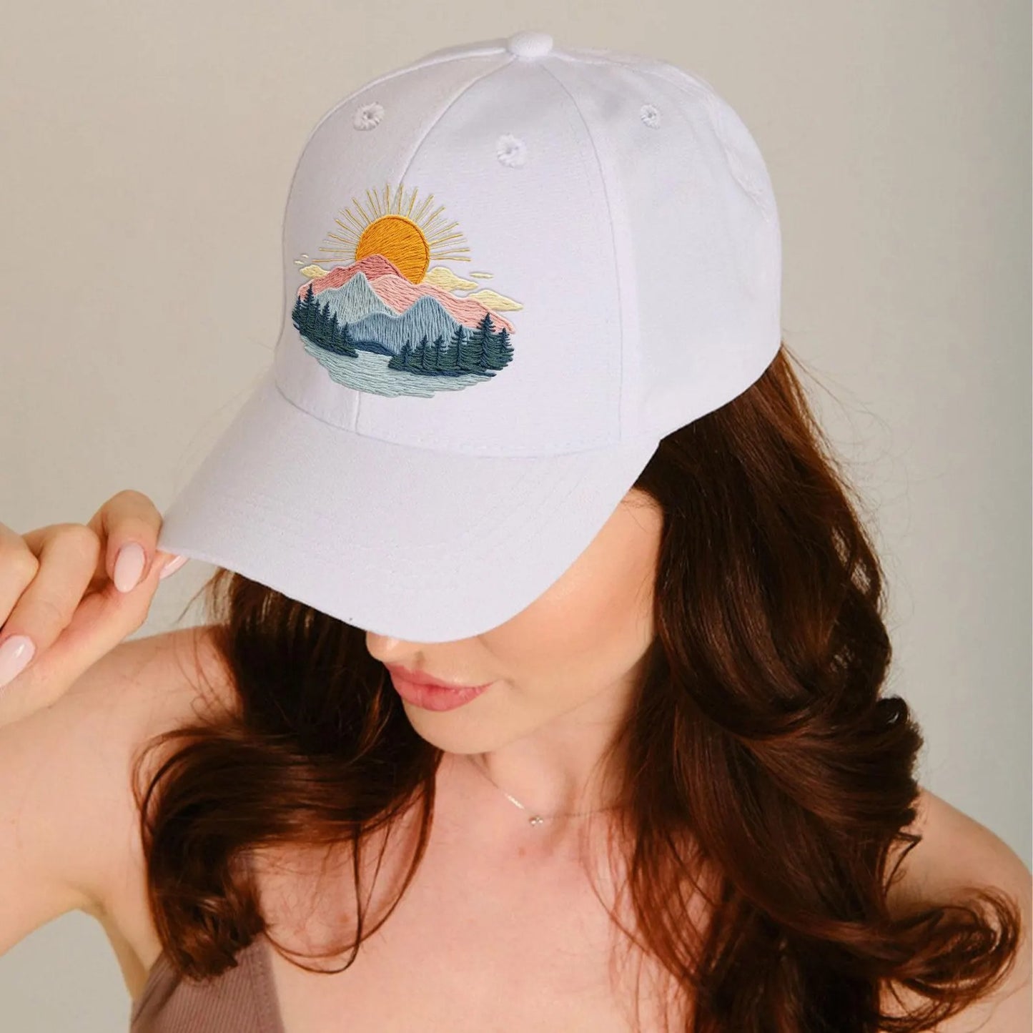 Mountain Sunrise Embroidered Hat | mountain sunrise Baseball Hat | sunrise Embroidered Gift | Vintage Embroidered mountain | Embroidered