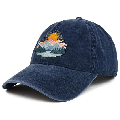 Mountain Sunrise Embroidered Hat | mountain sunrise Baseball Hat | sunrise Embroidered Gift | Vintage Embroidered mountain | Embroidered