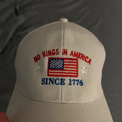 No Kings In America Embroidered Hat: Anti-MAGA Protest Baseball Cap