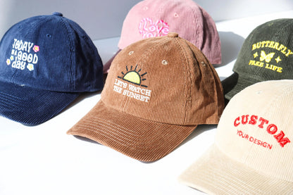 Personalized embroidered text or design corduroy warm soft top duck down hat - Customize personalized embroidered text - Give him/her a gift