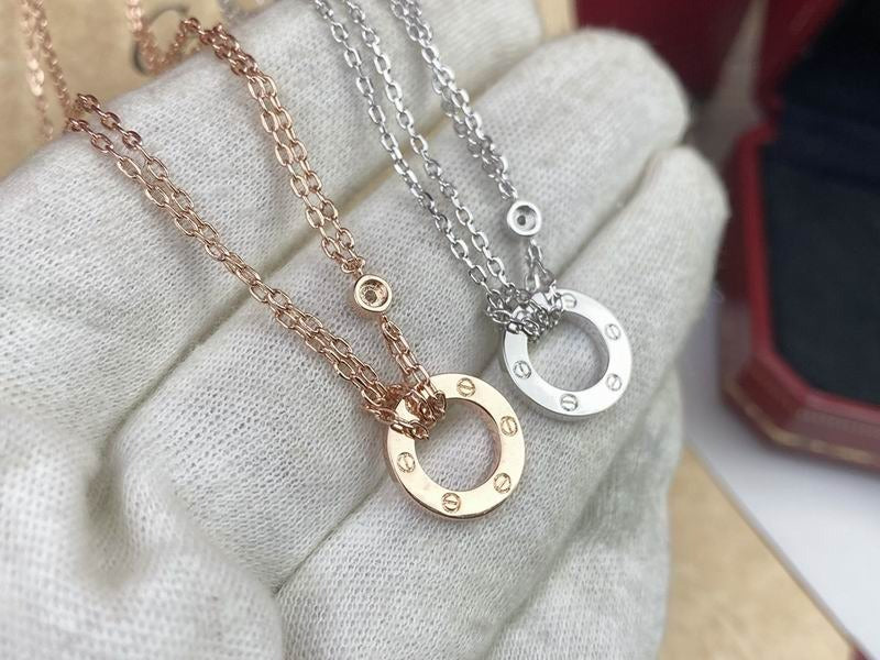 LOVE Necklace 2 Diamonds, 18K Gold Plated Pendant, Set With Original Box