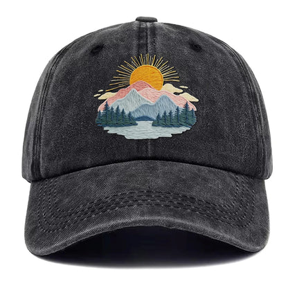 Mountain Sunrise Embroidered Hat | mountain sunrise Baseball Hat | sunrise Embroidered Gift | Vintage Embroidered mountain | Embroidered